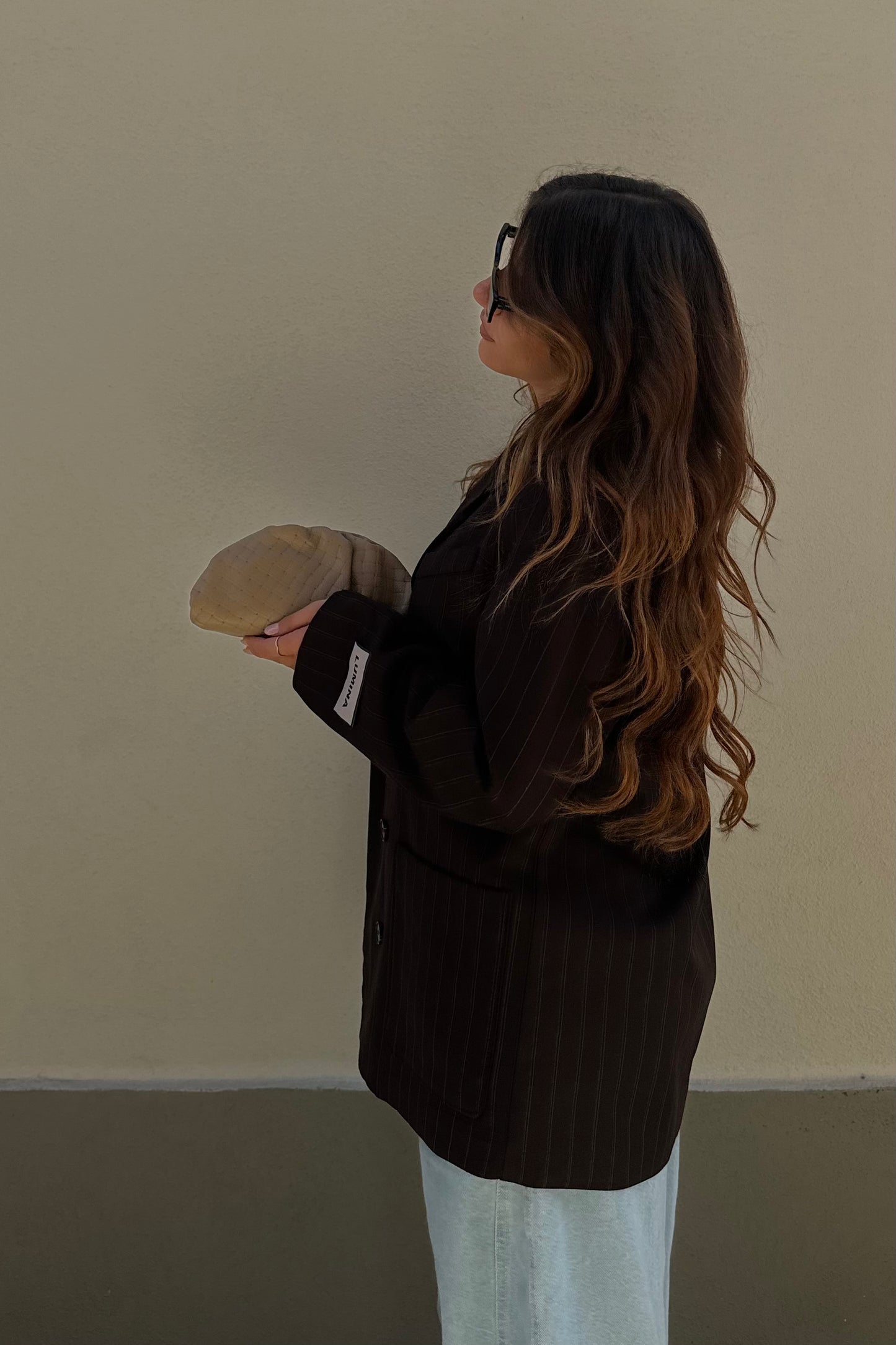 BLAZER gessato marrone lumina