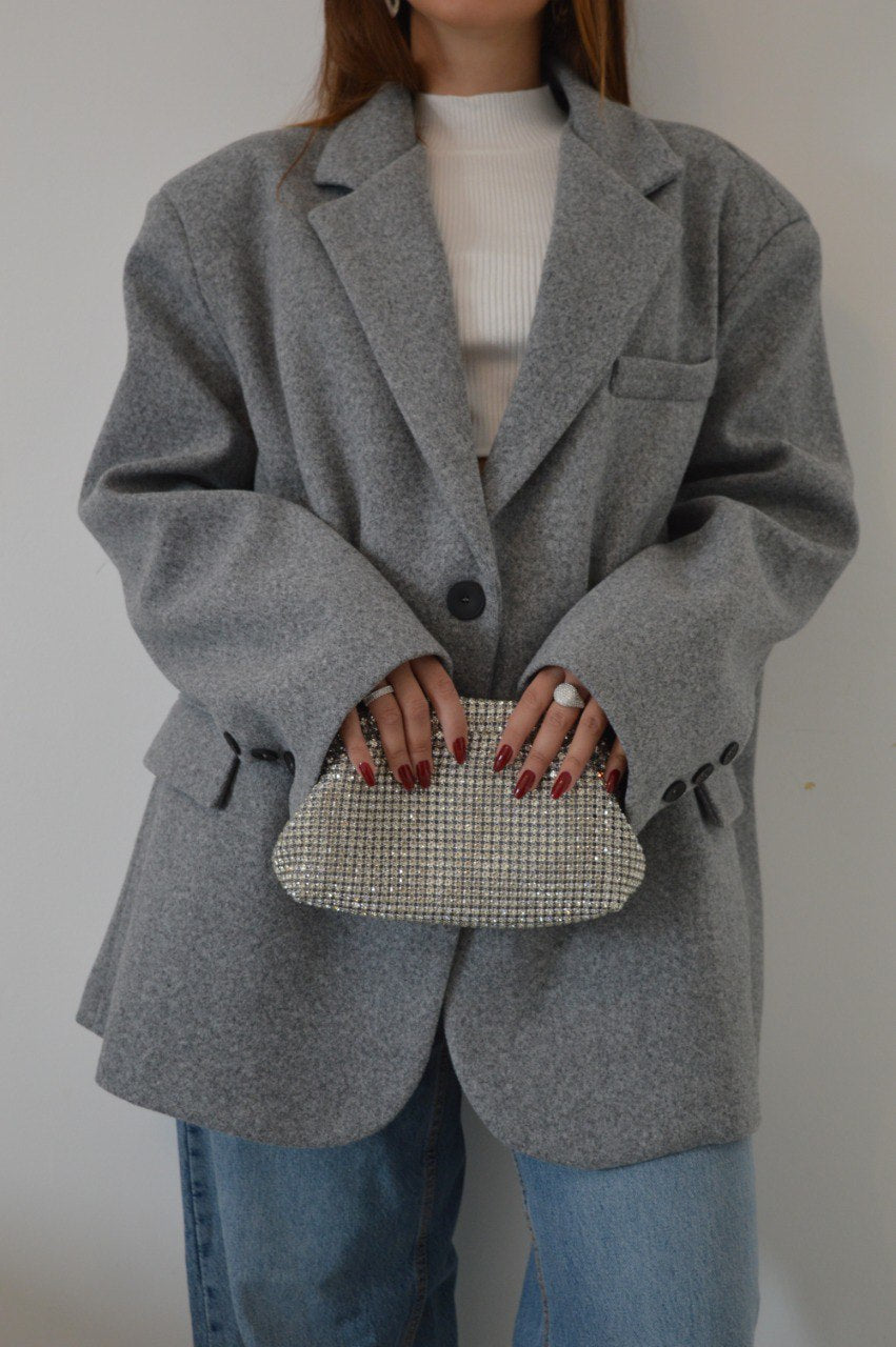 POUCH STRASS (argento)