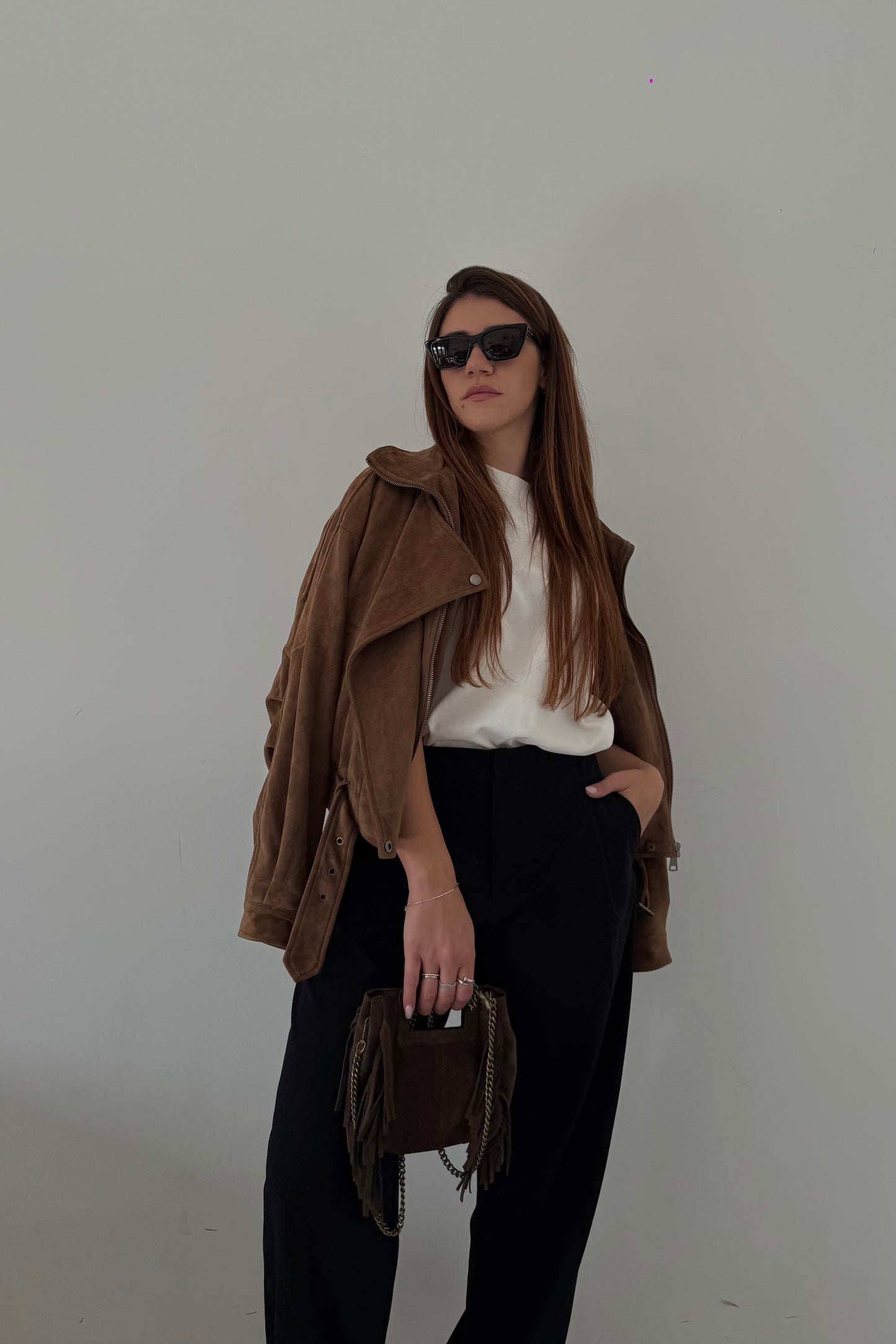 BOMBER scamosciato marrone