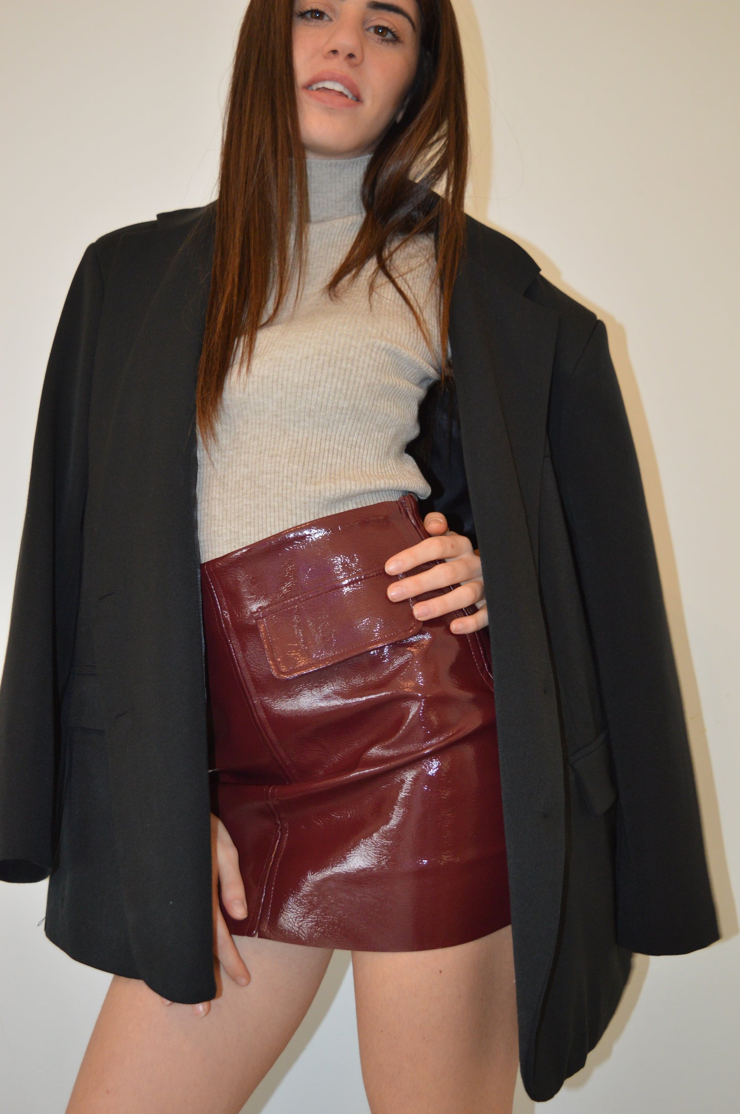 gonna-pant eco-pelle red