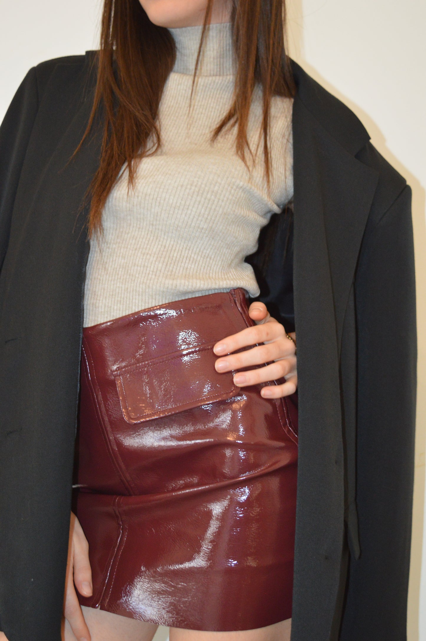 gonna-pant eco-pelle red