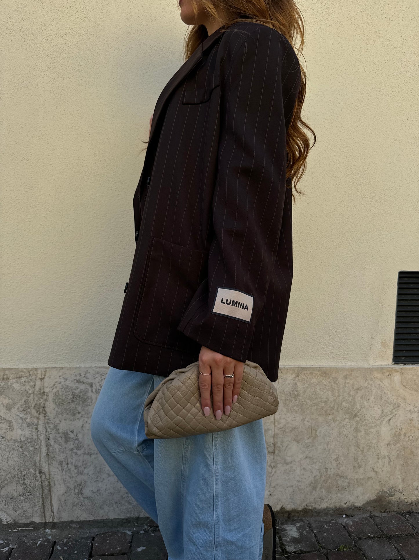 BLAZER gessato marrone lumina