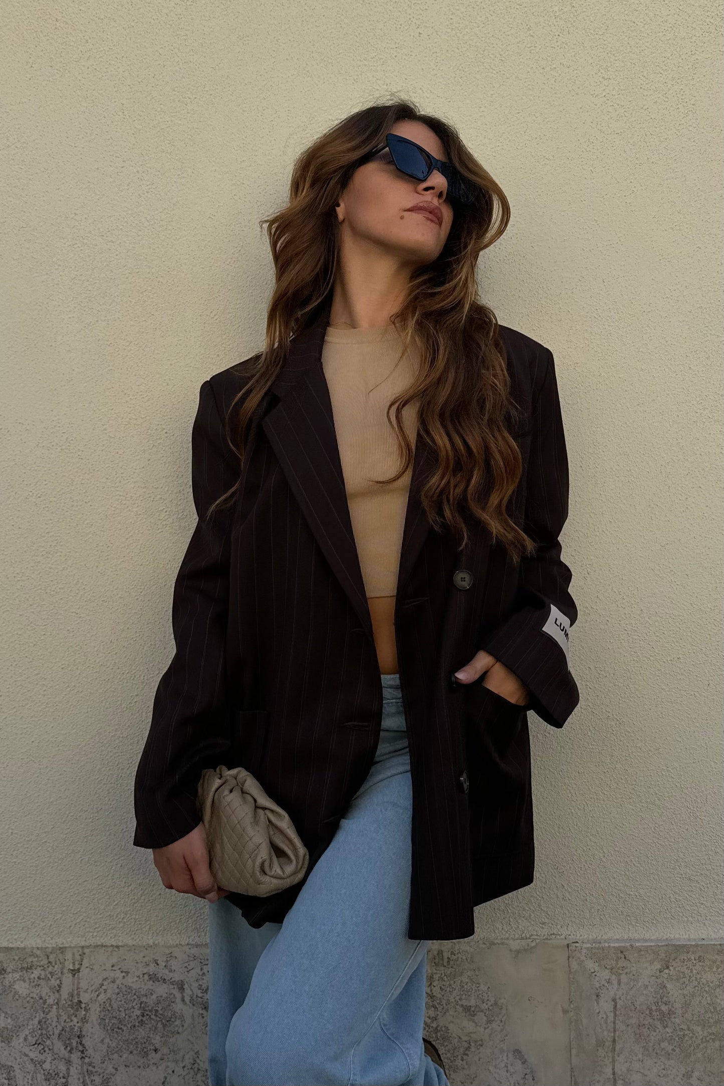 BLAZER gessato marrone lumina