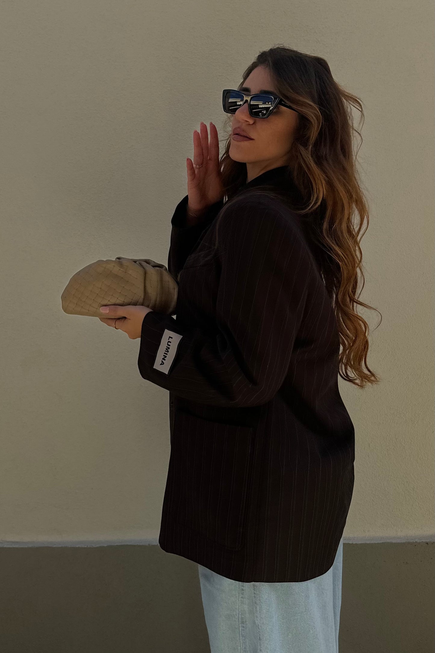 BLAZER gessato marrone lumina