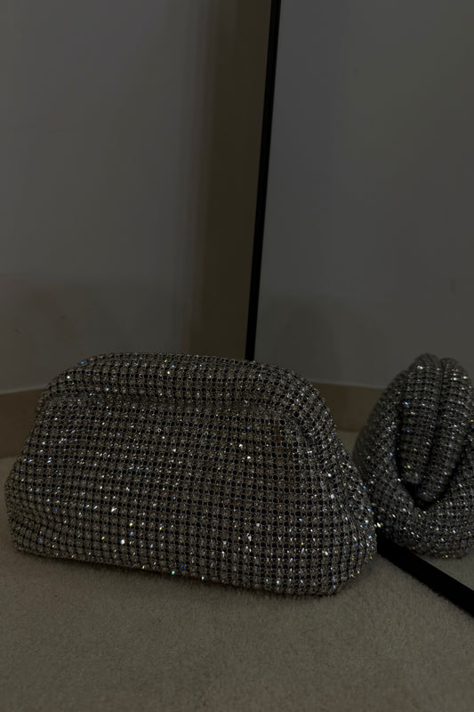 POUCH STRASS (argento)
